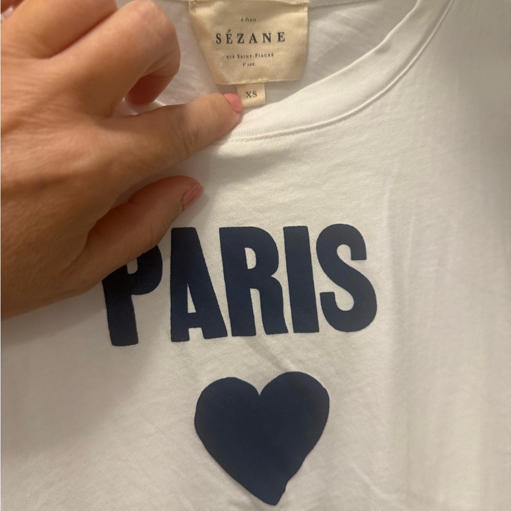 Sezane t shirt white Austin ❤️ Paris size xs limited edition great condition